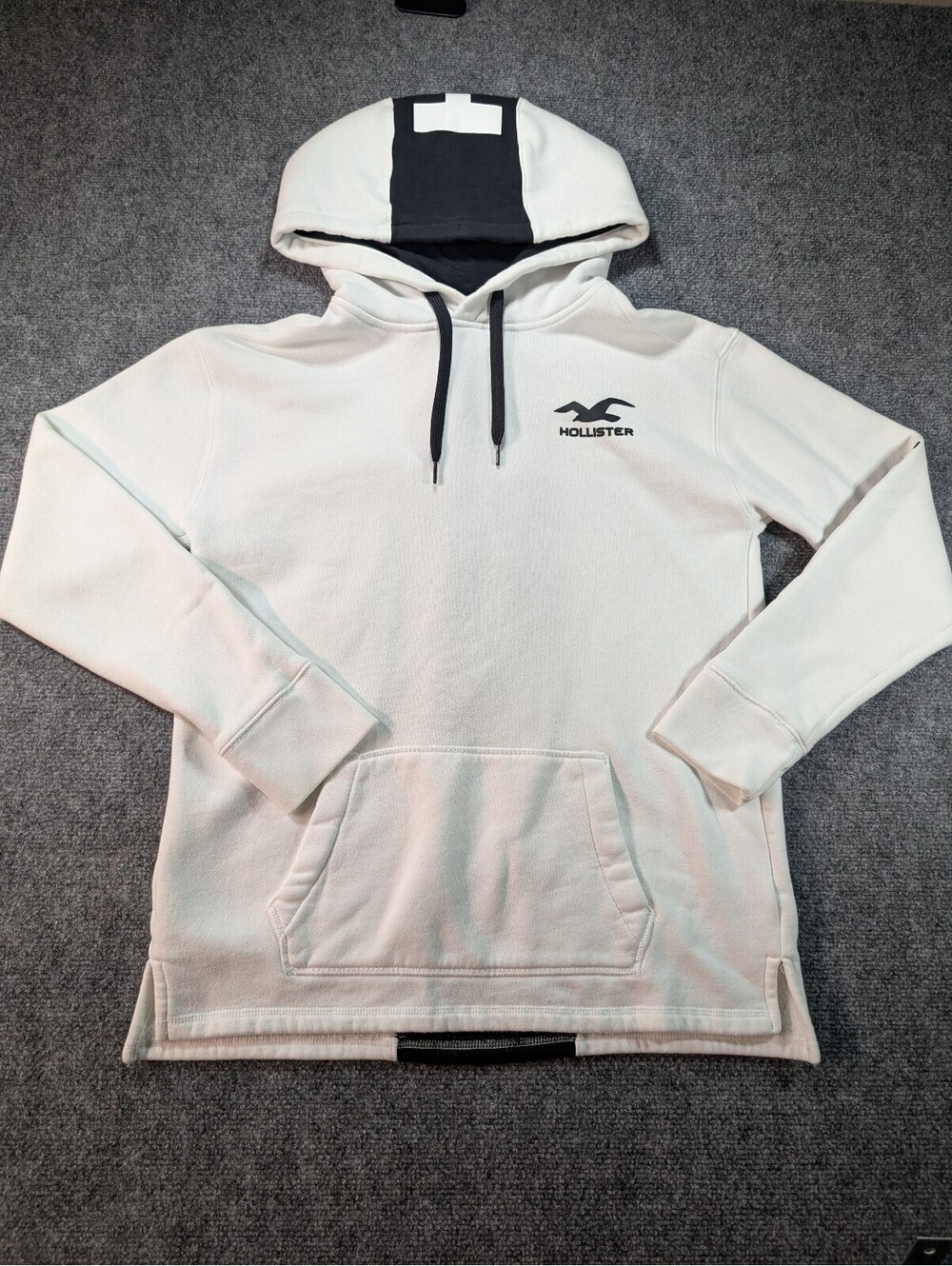 Hollister California White Black Pullover Hoodie Size Small Spell Out